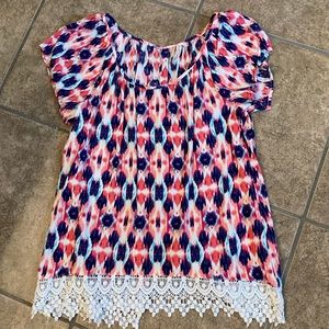 Red Camel Abstract Print Top